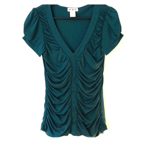 Women’s Teal Ruched Blouse - Picture 1 of 4